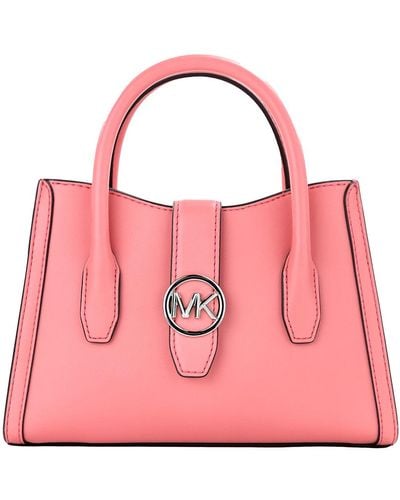 Michael Kors Gabby Small Tea Rose Faux Leather Top Zip Satchel Crossbody Bag - Pink