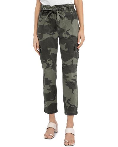Sanctuary Traveler Camouflage High Rise Paperbag Pants - Green