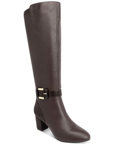 Karen Scott Isabell Faux Leather Embossed Knee-high Boots - Brown