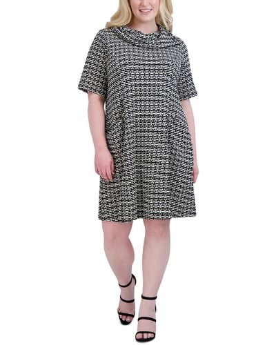 Signature By Robbie Bee Plus Cowl Neck Knit Wear To Work Dress - Gray