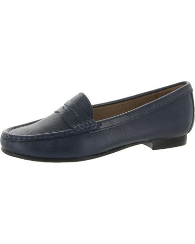 Driver Club USA Green Wich Leather Slip On Loafers - Blue