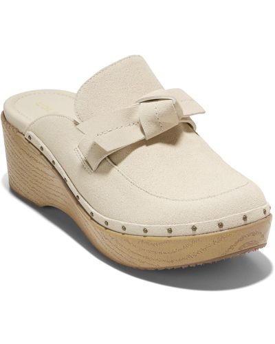 Cole Haan Suede Studded Clogs - White