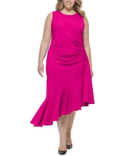 Eliza J Plus Pleated Sleeveless Evening Dress - Pink