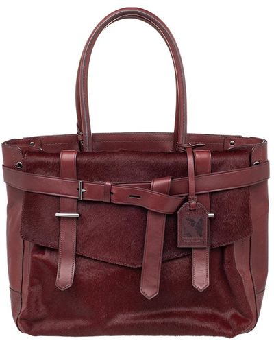 Reed Krakoff Burgundy Calf Hair And Leather Boxer Tote - Red