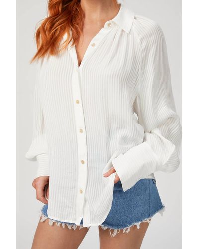 Rebecca Taylor Long Sleeve Shadow Stripe Blouse - White