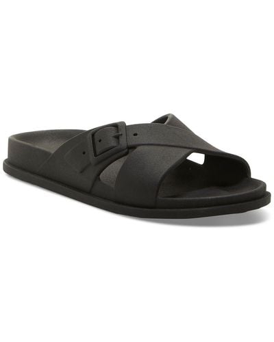 Lucky Brand Strappy Flat Slide Sandals - Black