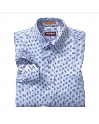 Johnston & Murphy Printed Cotton Shirt - Blue