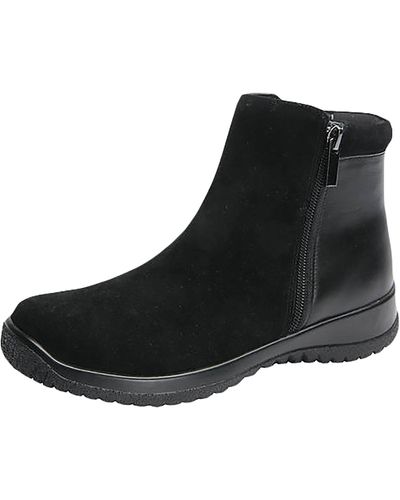 Drew Kool Leather Wedge Ankle Boots - Black