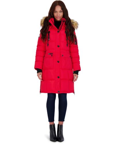 canada weather gear Faux Fur Heavyweight Puffer Coat - Red