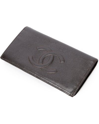 Shop CHANEL Unisex Blended Fabrics Plain Long Wallet Small Wallet