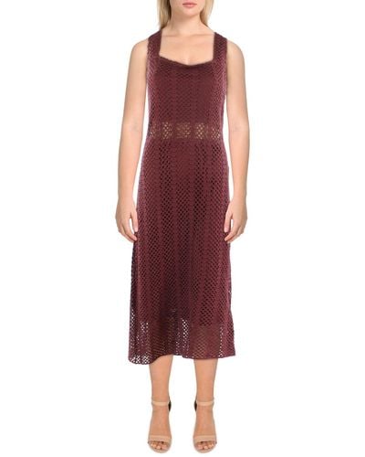 Lucy Paris Mia Crochet Long Midi Dress - Red