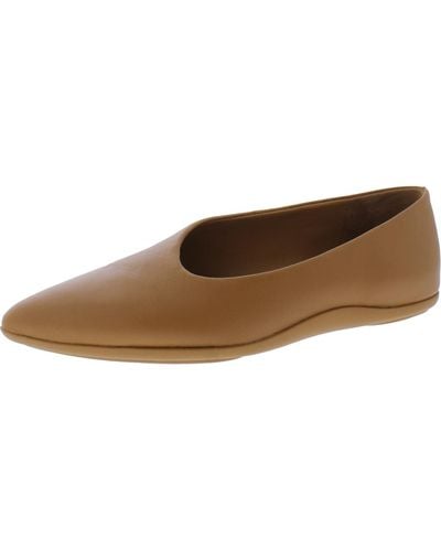 Vince Lex Leather Pointed Toe Ballet Flats - Brown