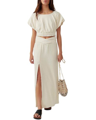 Free People Tovah 2pc Set Puff Sleeves Two Piece Dress - Natural