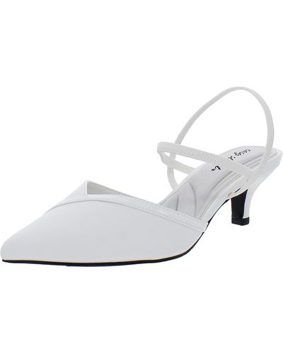 Easy Street Faux Leather Pointed Toe Kitten Heels - White