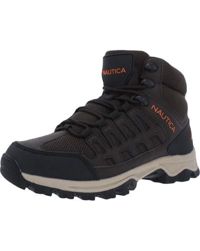 Nautica Corbin Mid Faux Leather Ankle Hiking Boots - Black