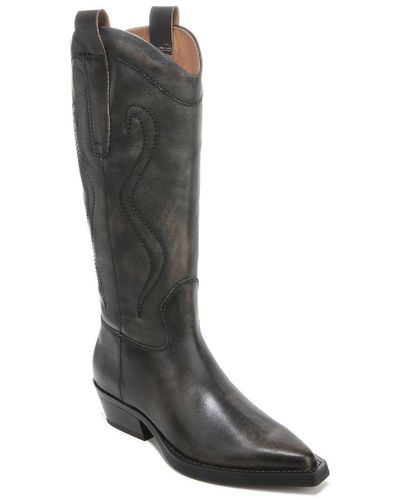 Franco Sarto Liandra Leather Pointed Toe Cowboy, Western Boots - Gray