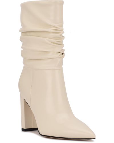 Nine West Faux Leather Embossed Ankle Boots - Natural