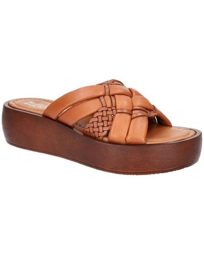 Bella Vita Ned Italy Leather Woven Flatform Sandals - Brown