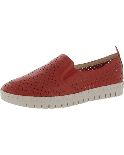 Easy Street Faux Leather Round Toe Flat Shoes - Red