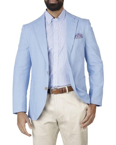 Tailorbyrd Signature Solid Pastel Linen Sport Coat - Blue