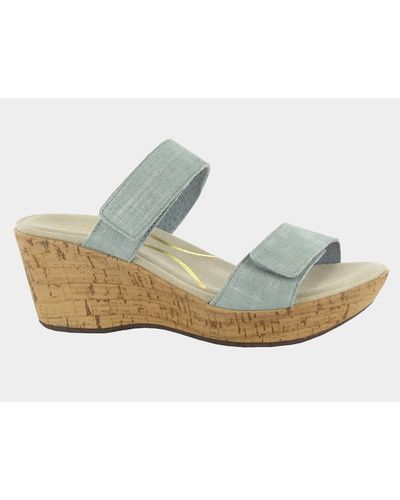 Naot Caveran Wedge Sandal In Teal - Metallic