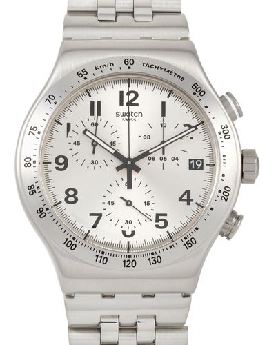 Swatch Destination Upper East 43 Mm Stainless Steel Watch Yvs425g - Metallic