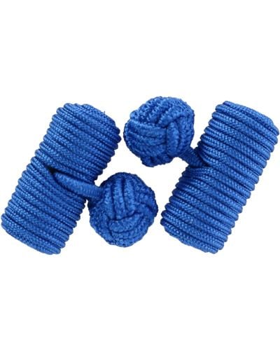 CrookhornDavis Silk Barrel Cufflink Set - Blue