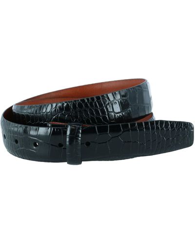 Trafalgar Leather Mock Croc Print Belt Strap - Black