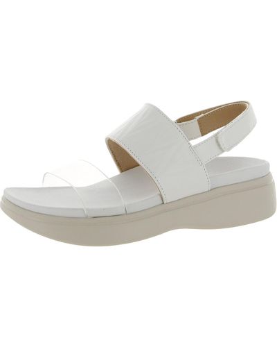 Vionic Karleen Leather Open Toe Wedge Sandals - White