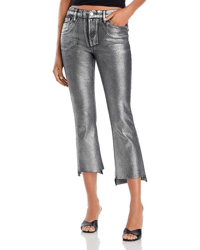 FRAME Coated Cropped Bootcut Jeans - Gray