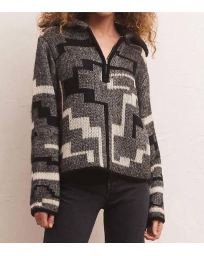 Z Supply Phoenix Zip Pullover Sweater - Gray