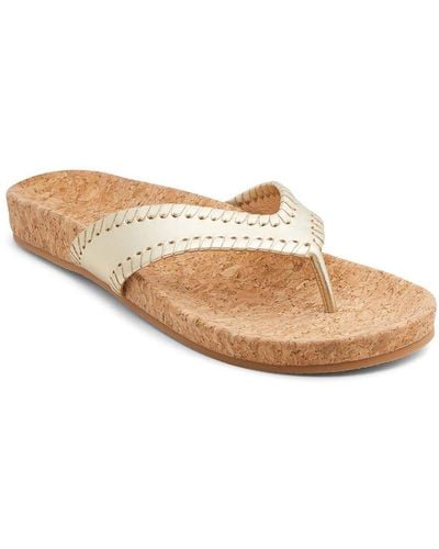Jack Rogers Thelma Comfort Leather Slip-on Thong Sandals - Natural