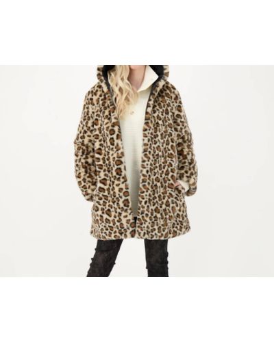 Gabby Isabella Reversible Cheetah Hooded Coat - Black