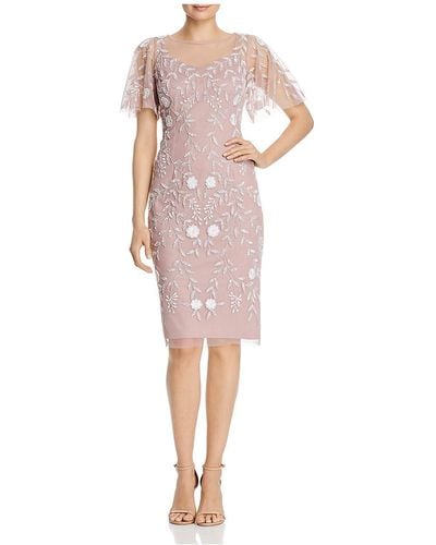 Adrianna Papell Embellished Illusion Cocktail Dress - Pink