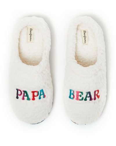 Dearfoams Papa Bear Teddy Clog Slipper - White