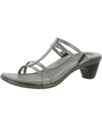 Naot Loop Leather Slip On Strappy Sandals - Gray