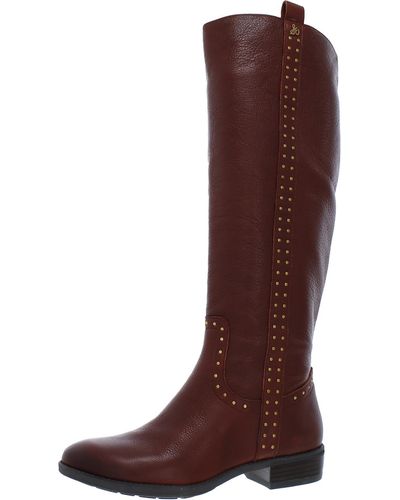 Sam Edelman Prina Leather Knee High Riding Boots - Brown