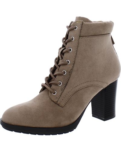 Style & Co. Faux Suede Almond Toe Booties - Brown