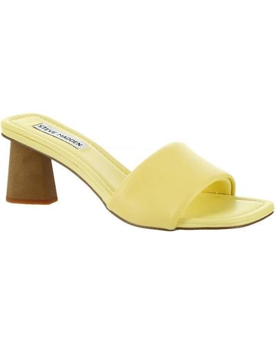 Steve Madden Saged Leather Slip On Slide Sandals - Yellow