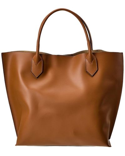 Italian Leather Top Handle Tote - Brown