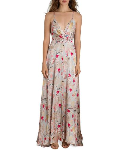 Fame & Partners V-neck Slit Maxi Dress - Multicolor