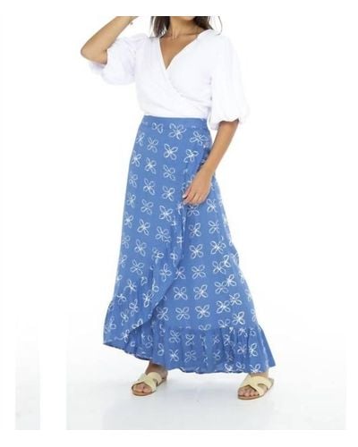 Skemo Shibori Long Wrap Skirt - Blue