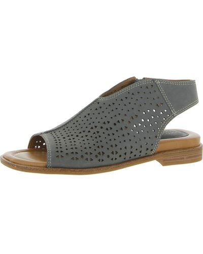 Comfortiva Leather Open Toe Ankle Strap - Gray