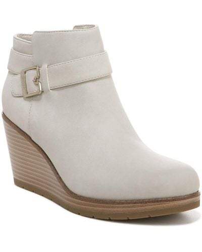 Dr. Scholls One Up Round Toe Ankle Wedge Boots - White