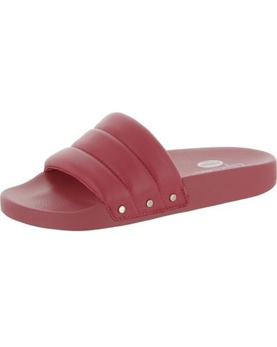 Dr. Scholls Pisces Chill Leather Slip On Slide Sandals - Red