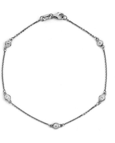 Suzy Levian 1/10 Ct Tdw 14k White Gold Diamond Station Bracelet - Metallic