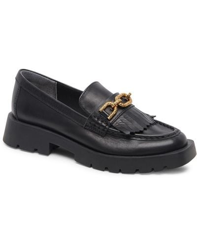 Dolce Vita Erna Leather Slip On Loafers - Black