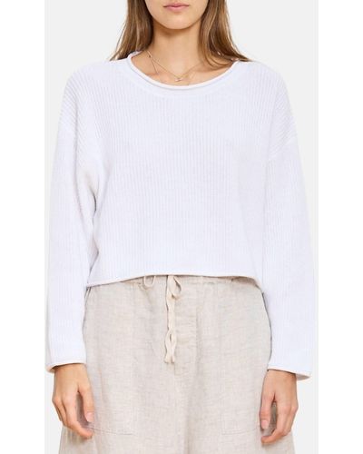Denimist Cropped Relaxed Sweater - White