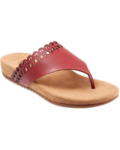 Softwalk Bethany Leather Slip On Wedge Sandals - Pink