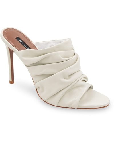 BCBGMAXAZRIA Sarani Ruched Leather Heel Mule - White